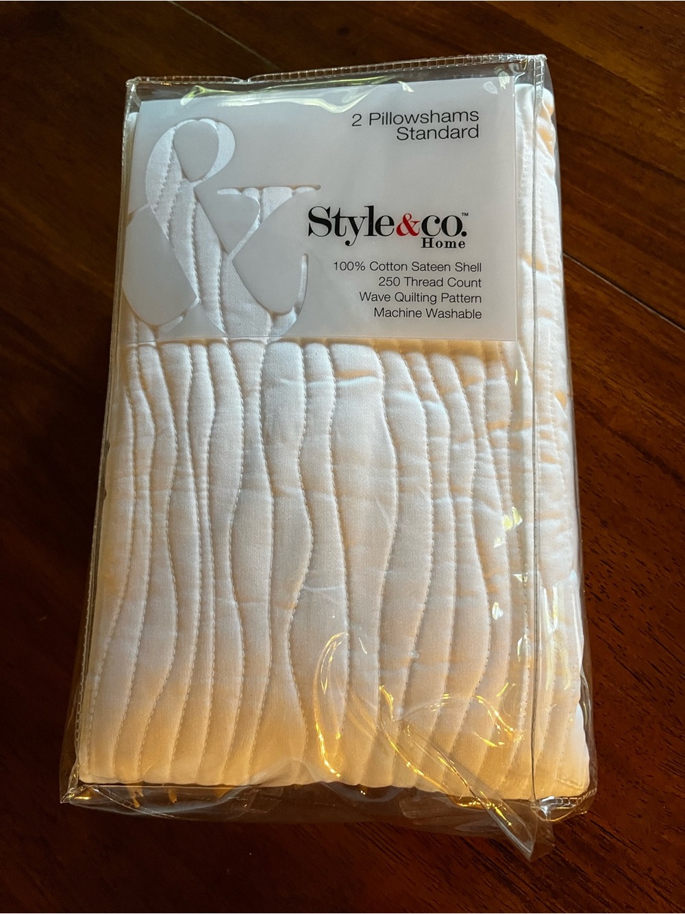 Style & Co. White Wave Quilted Standard Pillow Shams - Set of 2